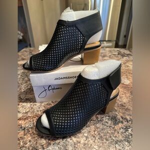 J. Adams Black Perforated Heeled Sandals